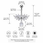 ASTM F136 Titanium CZ Butterfly Belly Ring｜14G Navel Piercing｜Sparkly Dangle Navel Jewelry｜Externally Threaded｜Fairycore Jewelry