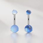 Anti Gravity Belly Button Ring｜F136 Titanium Navel Piercing｜Blue Opal Cat Eye Belly Jewelry｜Internally Threaded Navel Ring｜Y2K Body Jewelry