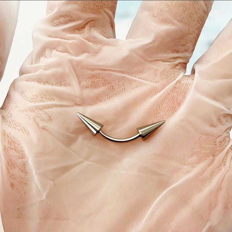 Chain Eyebrow Piercing Jewelry ASTM F136 Titanium 16G | Silver Ball Curved Barbell Brow Ring | Punk Rook Vertical Labret Jewelry