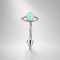 ASTM F136 Titanium Planet Opal Eyebrow Ring, 16G Curved Barbell, Saturn Orbit Cone Spike Brow Piercing Jewelry, Celestial Rook Labret