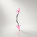 ASTM F136 Titanium Acrylic Spike Eyebrow Ring, 16G Curved Barbell, Colorful Cone Brow Piercing Jewelry, Y2K Rook Labret
