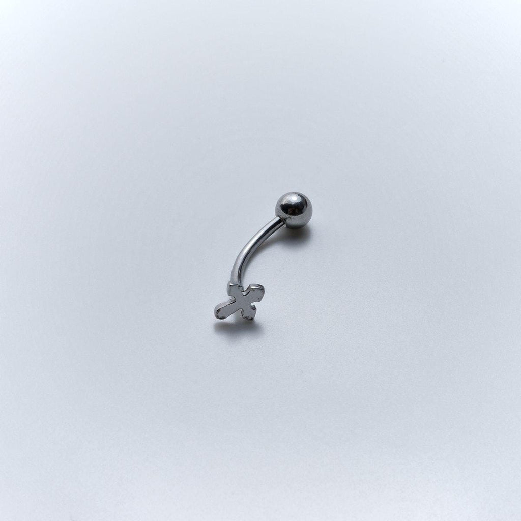 ASTM F136 Titanium Cross Eyebrow Ring, 16G Curved Barbell, Silver Cross Dangle Brow Piercing Jewelry, Gothic Rook Vertical Labret