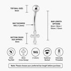 ASTM F136 Titanium Cross Eyebrow Ring, 16G Curved Barbell, Silver Cross Dangle Brow Piercing Jewelry, Gothic Rook Vertical Labret