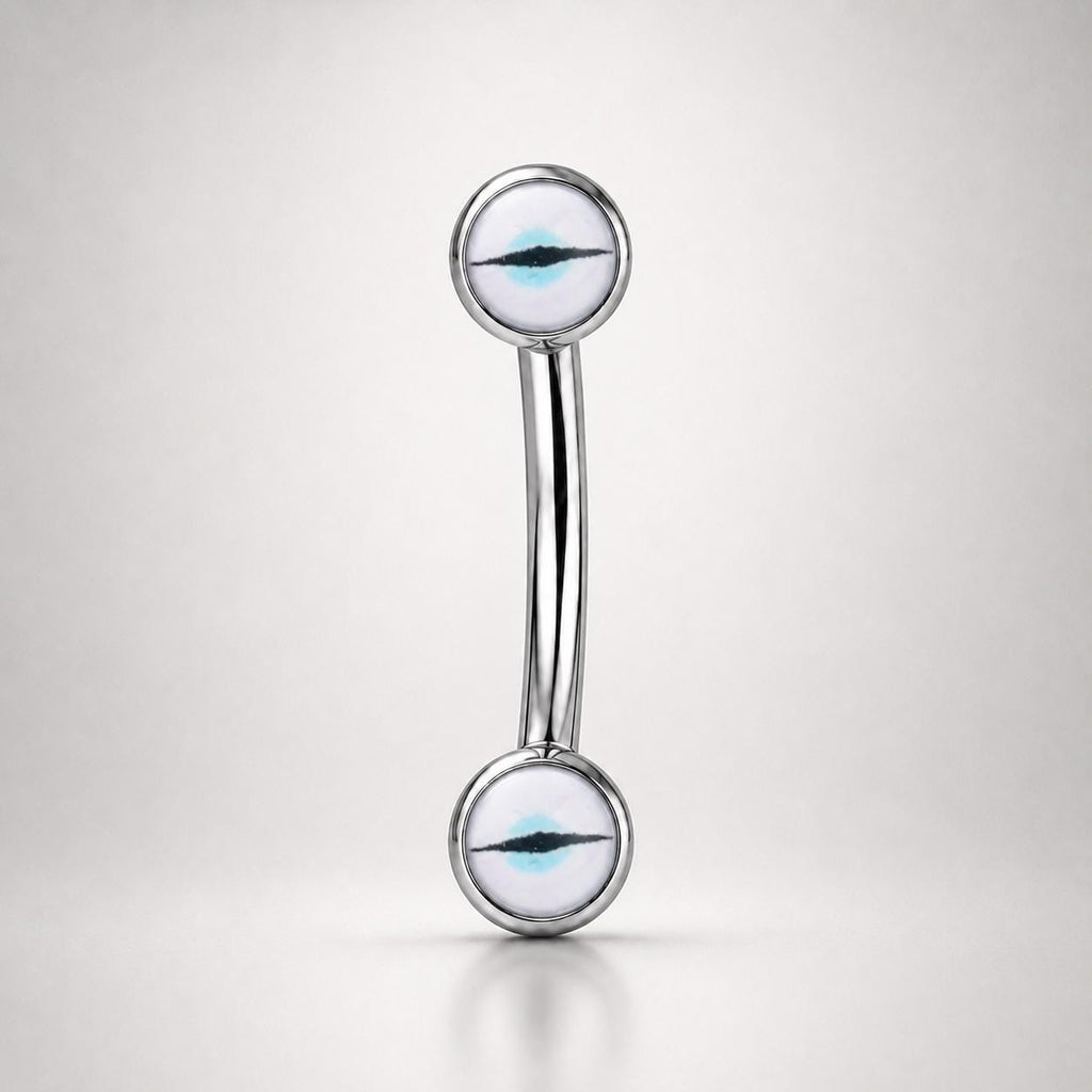 ASTM F136 Titanium Cat Eye Eyebrow Ring, 16G Straight Barbell, Pink Eyeball Brow Piercing Jewelry, Gothic Rook Vertical Labret