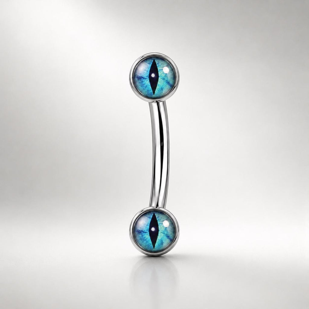 ASTM F136 Titanium Cat Eye Eyebrow Ring, 16G Straight Barbell, Pink Eyeball Brow Piercing Jewelry, Gothic Rook Vertical Labret