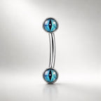 ASTM F136 Titanium Cat Eye Eyebrow Ring, 16G Straight Barbell, Pink Eyeball Brow Piercing Jewelry, Gothic Rook Vertical Labret