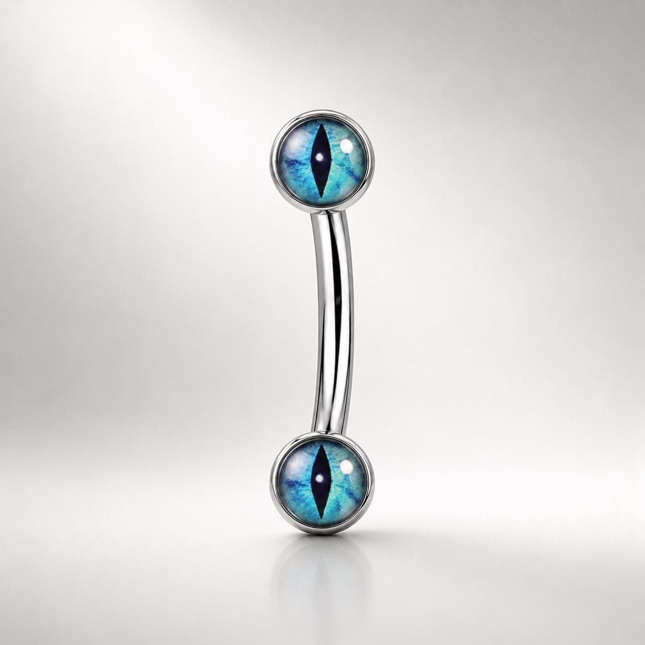 ASTM F136 Titanium Cat Eye Eyebrow Ring, 16G Straight Barbell, Pink Eyeball Brow Piercing Jewelry, Gothic Rook Vertical Labret