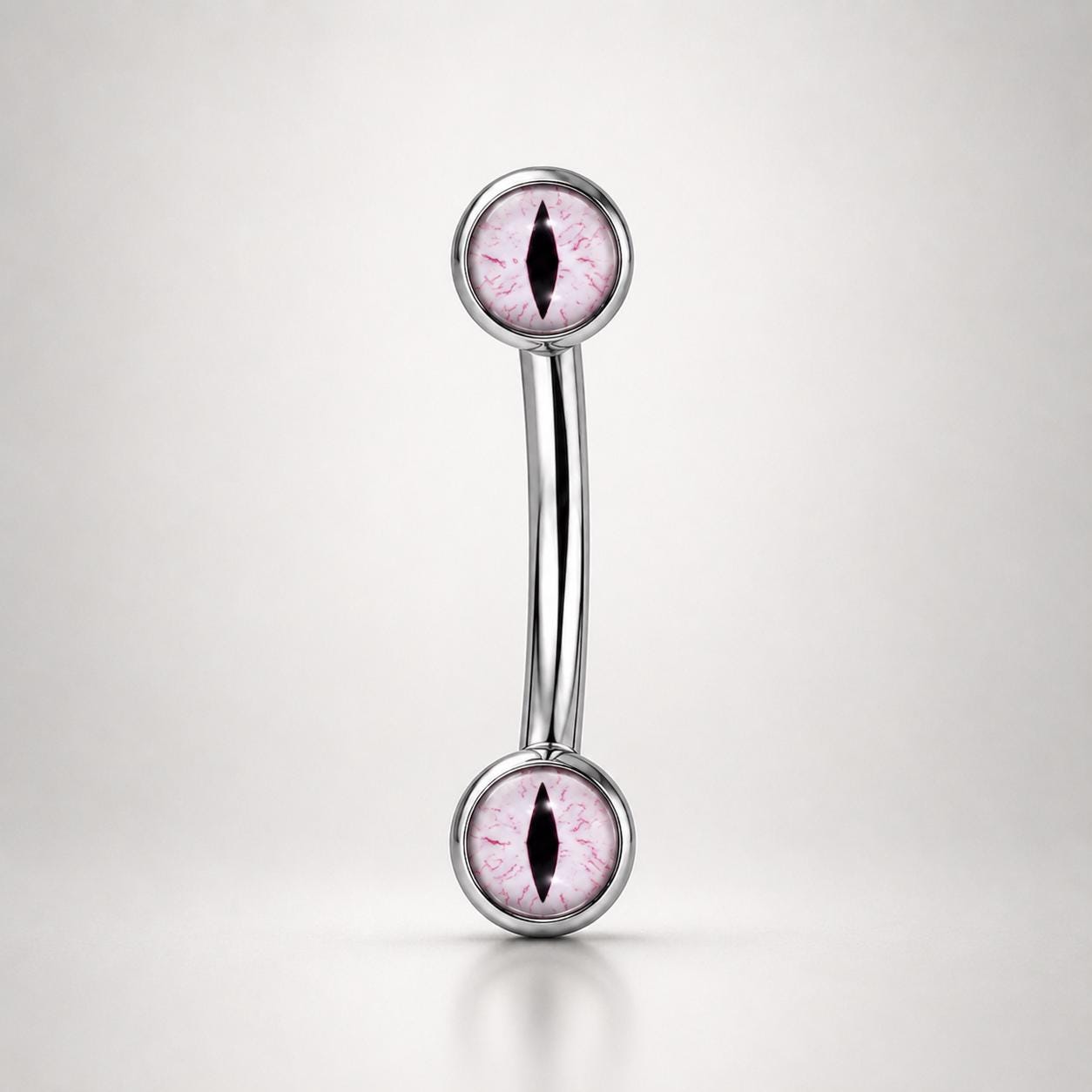 ASTM F136 Titanium Cat Eye Eyebrow Ring, 16G Straight Barbell, Pink Eyeball Brow Piercing Jewelry, Gothic Rook Vertical Labret