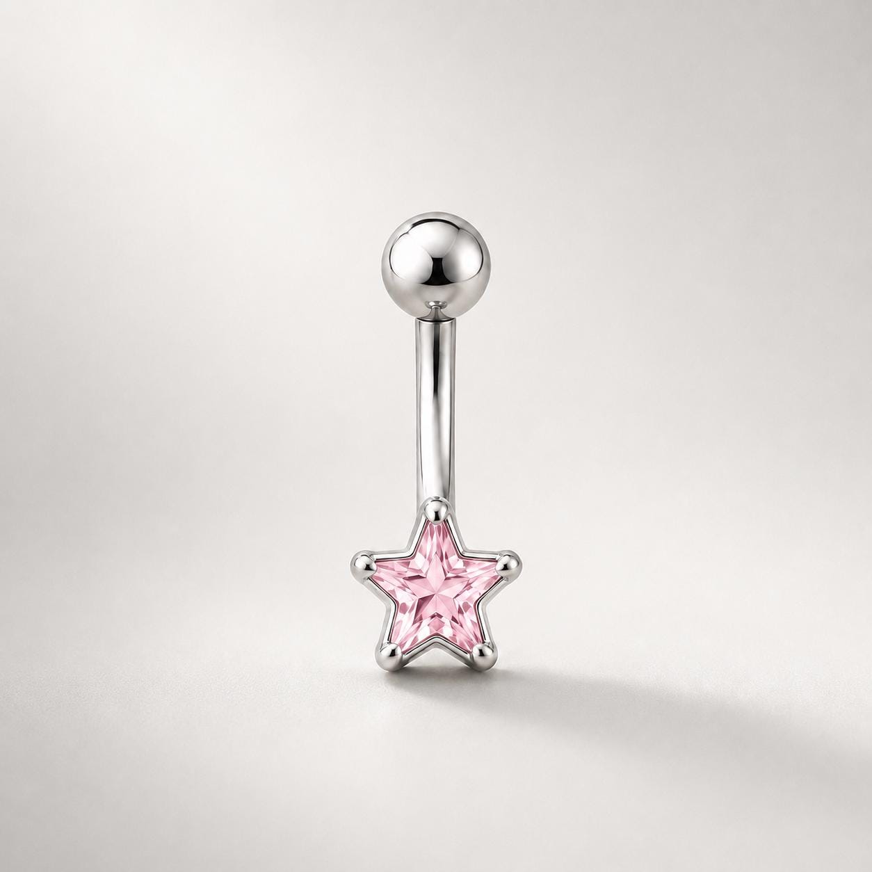 ASTM F136 Titanium Star Eyebrow Ring, 16G Curved Barbell, CZ Star Brow Piercing Jewelry, Pink Clear Blue Rook Vertical Labret