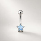ASTM F136 Titanium Star Eyebrow Ring, 16G Curved Barbell, CZ Star Brow Piercing Jewelry, Pink Clear Blue Rook Vertical Labret