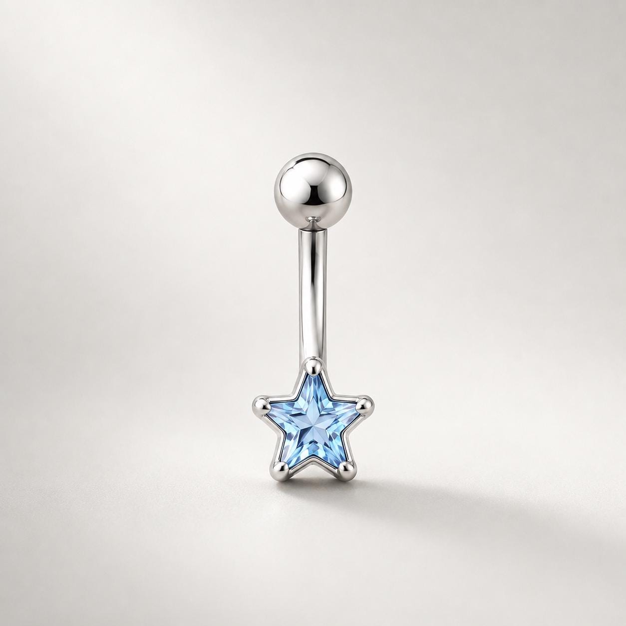 ASTM F136 Titanium Star Eyebrow Ring, 16G Curved Barbell, CZ Star Brow Piercing Jewelry, Pink Clear Blue Rook Vertical Labret