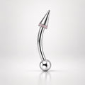 ASTM F136 Titanium Spike Eyebrow Ring, 16G Curved Barbell, CZ Paved Cone Brow Piercing Jewelry, Rook Vertical Labret