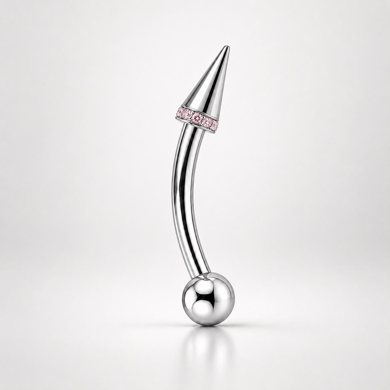 ASTM F136 Titanium Spike Eyebrow Ring, 16G Curved Barbell, CZ Paved Cone Brow Piercing Jewelry, Rook Vertical Labret
