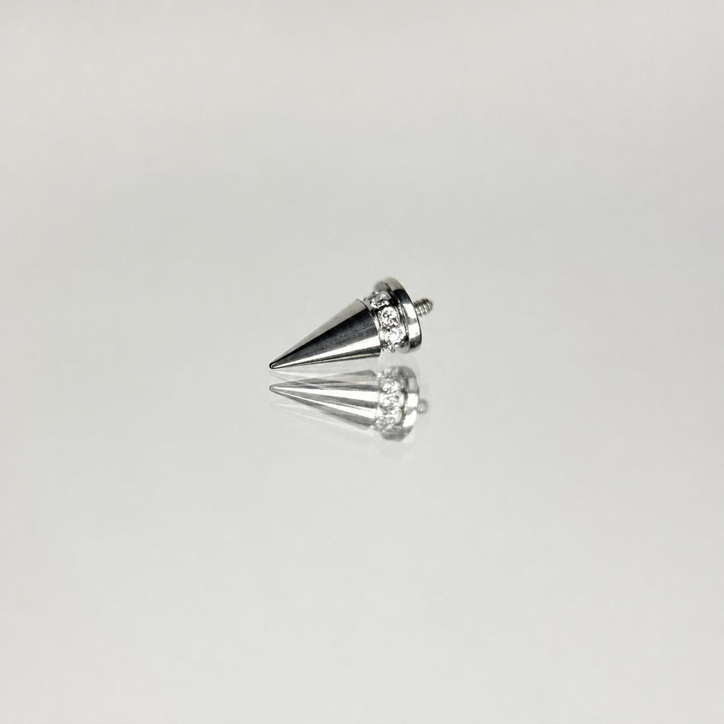 ASTM F136 Titanium Spike Eyebrow Ring, 16G Curved Barbell, CZ Paved Cone Brow Piercing Jewelry, Rook Vertical Labret