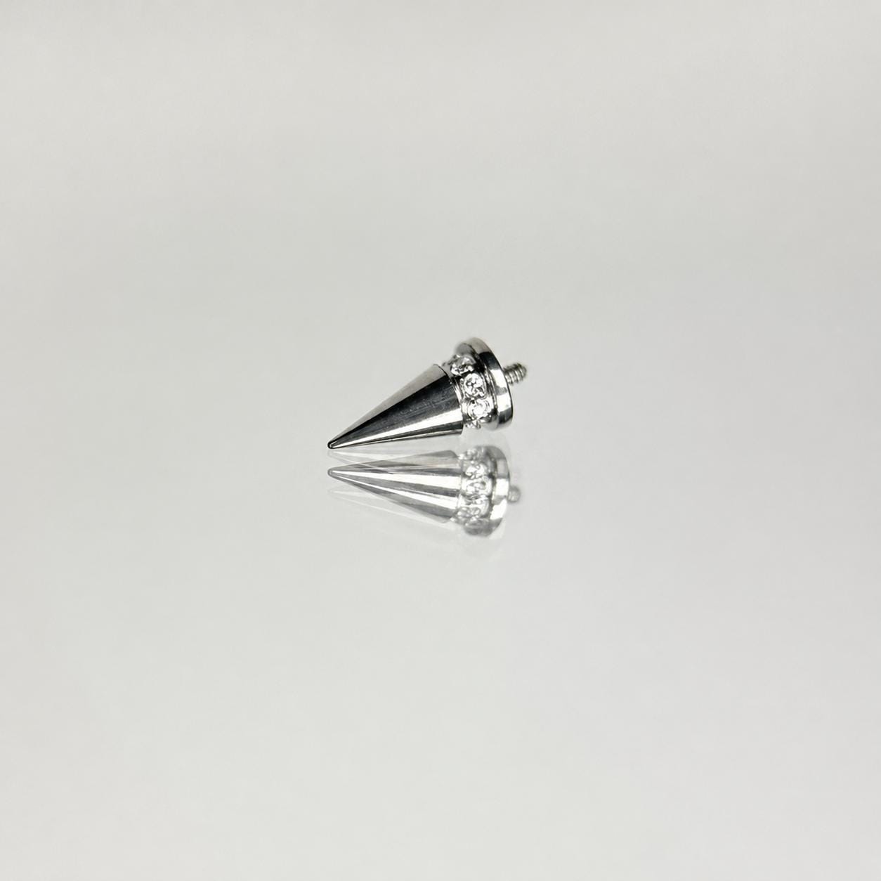 ASTM F136 Titanium Spike Eyebrow Ring, 16G Curved Barbell, CZ Paved Cone Brow Piercing Jewelry, Rook Vertical Labret