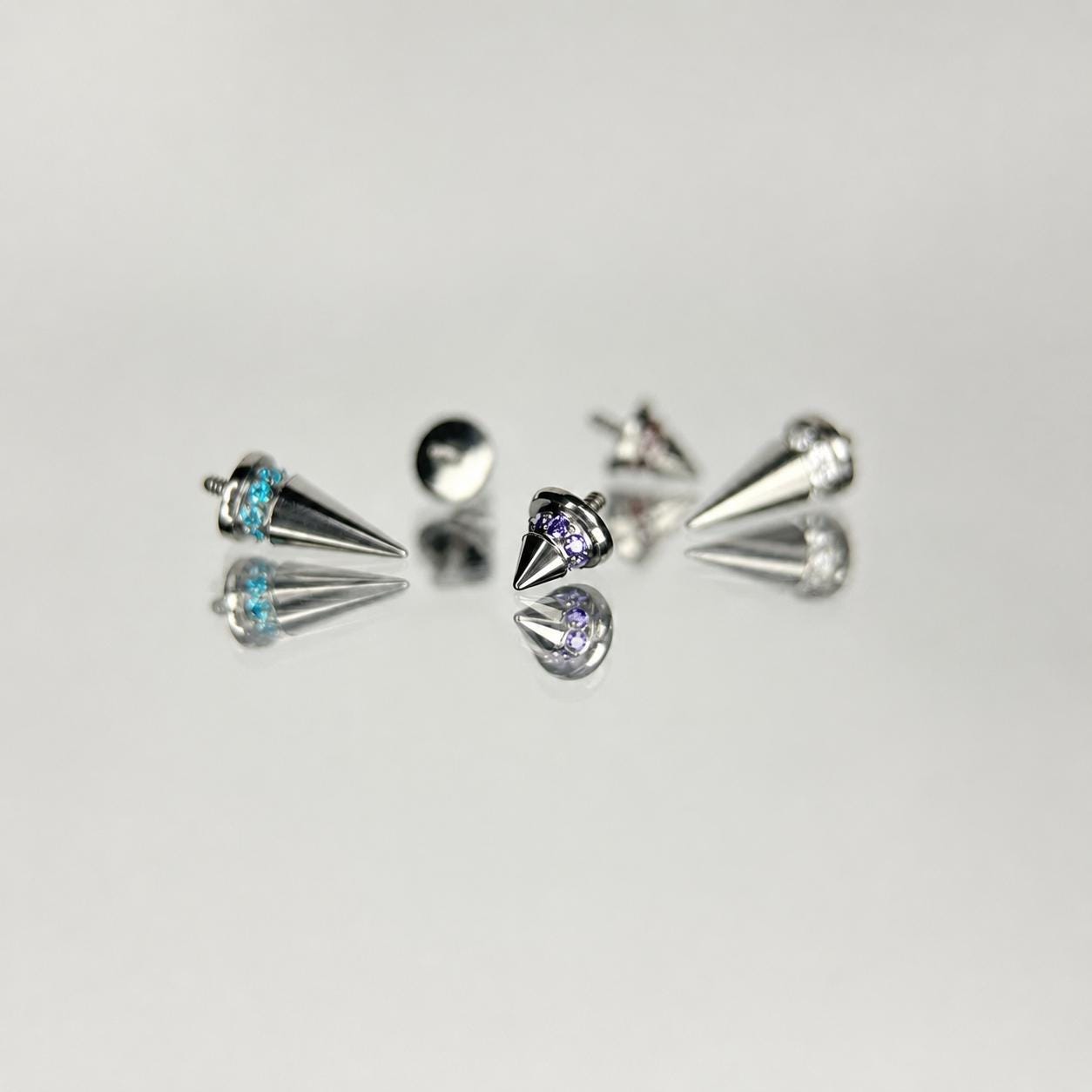 ASTM F136 Titanium Spike Eyebrow Ring, 16G Curved Barbell, CZ Paved Cone Brow Piercing Jewelry, Rook Vertical Labret