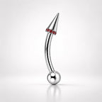 ASTM F136 Titanium Spike Eyebrow Ring, 16G Curved Barbell, CZ Paved Cone Brow Piercing Jewelry, Rook Vertical Labret