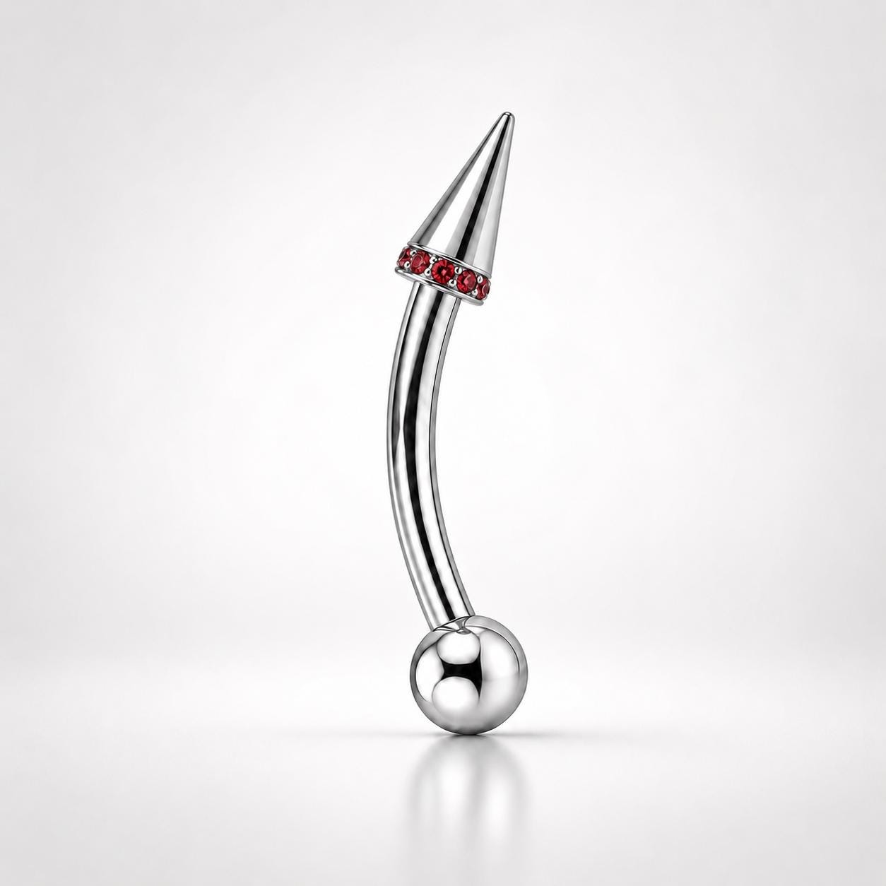 ASTM F136 Titanium Spike Eyebrow Ring, 16G Curved Barbell, CZ Paved Cone Brow Piercing Jewelry, Rook Vertical Labret