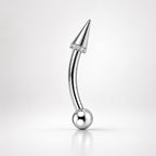 ASTM F136 Titanium Spike Eyebrow Ring, 16G Curved Barbell, CZ Paved Cone Brow Piercing Jewelry, Rook Vertical Labret