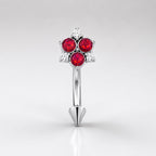 ASTM F136 Titanium Flower Eyebrow Ring, 16G Straight Barbell, Multi Color CZ Floral Brow Piercing Jewelry, Rook Helix Vertical Labret