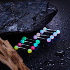 Titanium Eyebrow Piercing Jewelry ASTM F136 16G Curved Barbell | Multi Color Opal Ball Rook Helix Vertical Labret Jewelry | Hypoallergenic