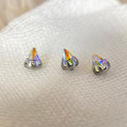 ASTM F136 Titanium Crystal Spike Eyebrow Ring, 16G Curved Barbell, CZ Cone Spike Brow Piercing Jewelry, Gothic Rook Vertical Labret