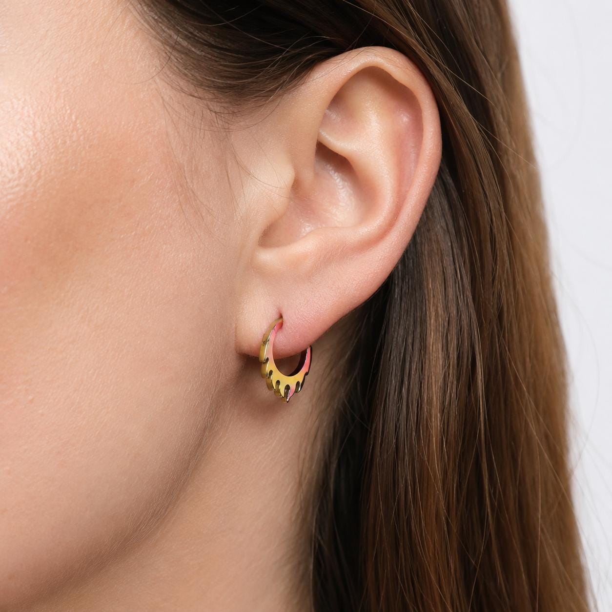 ASTM F136 Titanium Dripping Septum Ring｜16G Hinged Clicker｜Rainbow Melt Daith Jewelry｜Hypoallergenic｜Helix Conch Rook - Image 2