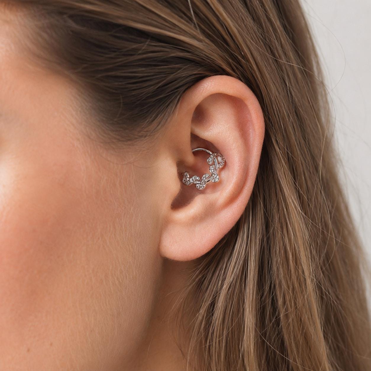 ASTM F136 Titanium Snake Septum Ring｜16G Hinged Clicker｜Sparkling CZ Serpent Daith Jewelry｜Hypoallergenic｜Helix Conch Rook - Image 2