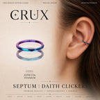 ASTM F136 Titanium Faceted Rainbow Septum Ring｜16G Hinged Clicker｜Geometric Daith Jewelry｜Hypoallergenic｜Helix Conch Rook