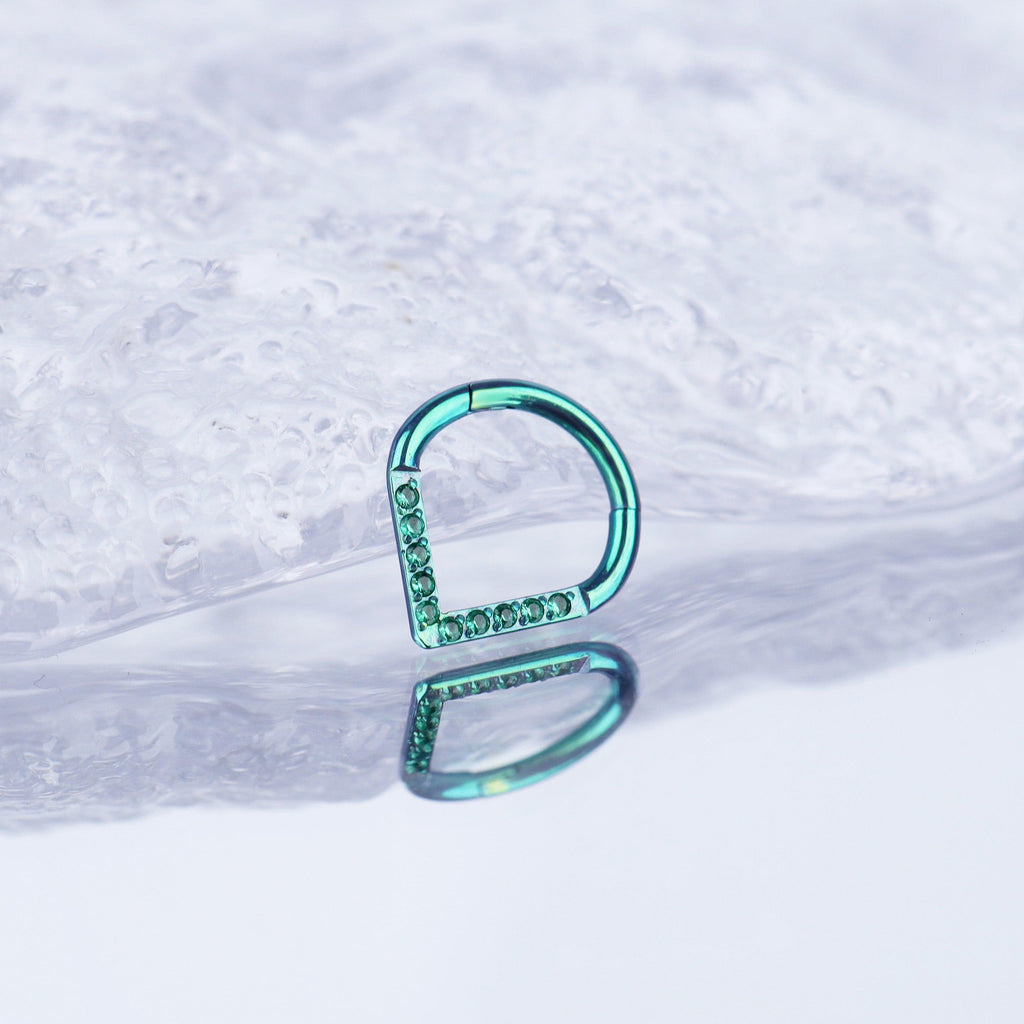 ASTM F136 Titanium CZ Teardrop Septum Ring｜16G Hinged Clicker｜Colorful Daith Jewelry｜Hypoallergenic｜Helix Conch Rook - Image 4