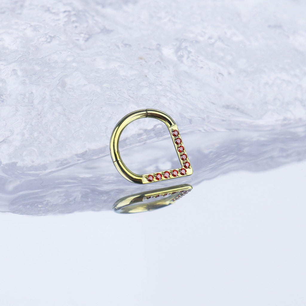 ASTM F136 Titanium CZ Teardrop Septum Ring｜16G Hinged Clicker｜Colorful Daith Jewelry｜Hypoallergenic｜Helix Conch Rook - Image 5