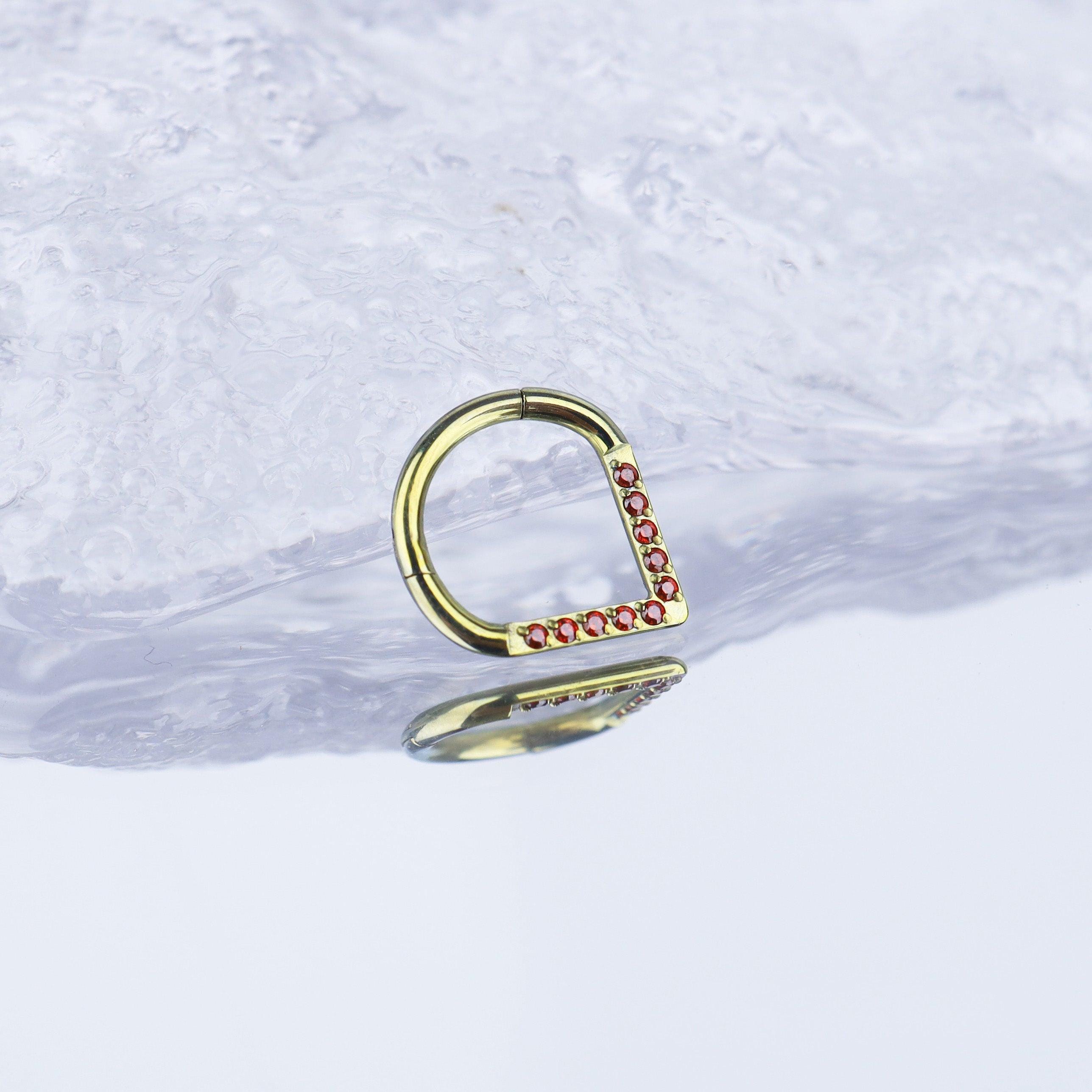 ASTM F136 Titanium CZ Teardrop Septum Ring｜16G Hinged Clicker｜Colorful Daith Jewelry｜Hypoallergenic｜Helix Conch Rook - Image 5