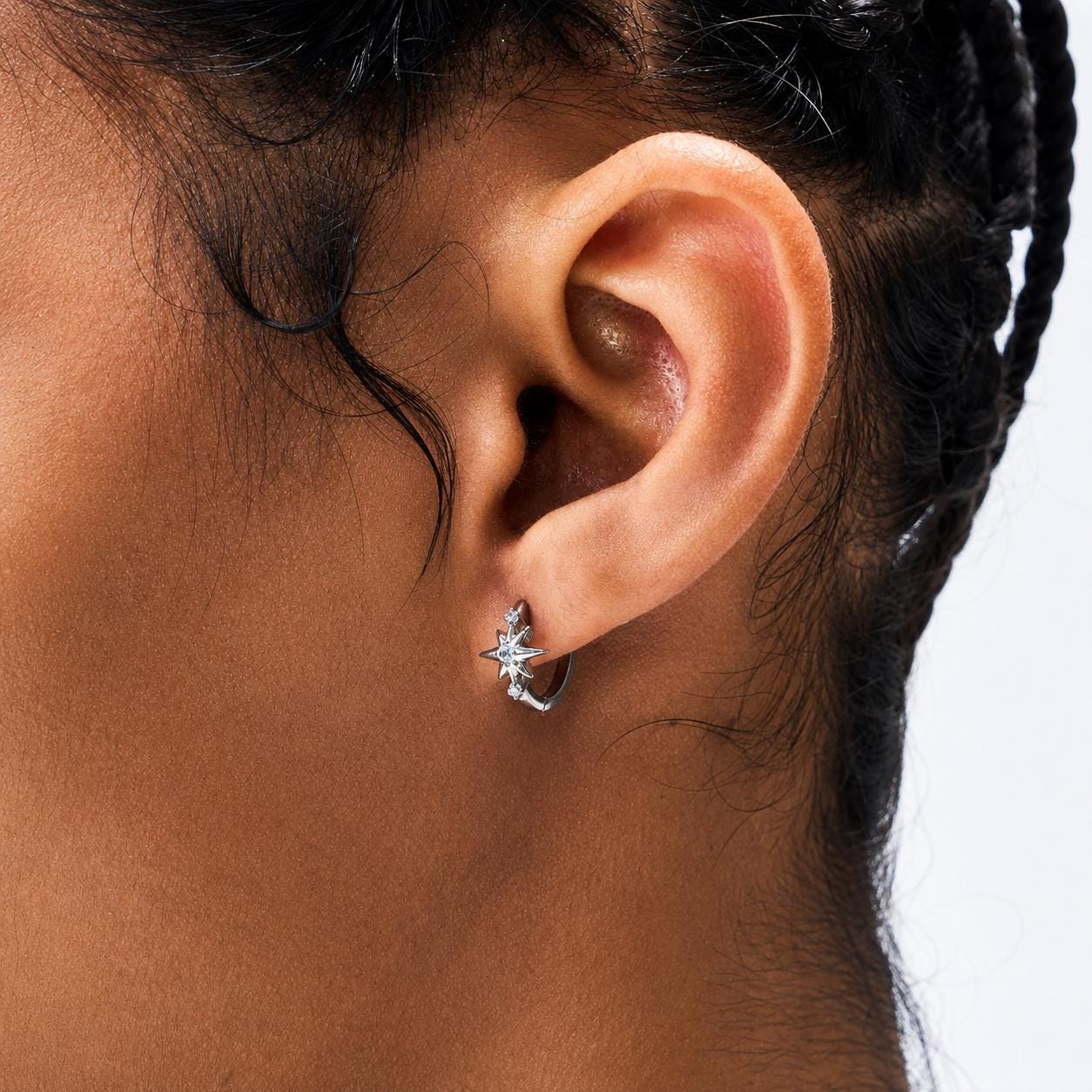 ASTM F136 Titanium Starburst Septum Ring｜16G Hinged Clicker｜Colorful CZ Daith Jewelry｜Helix Conch Rook Cartilage - Image 2