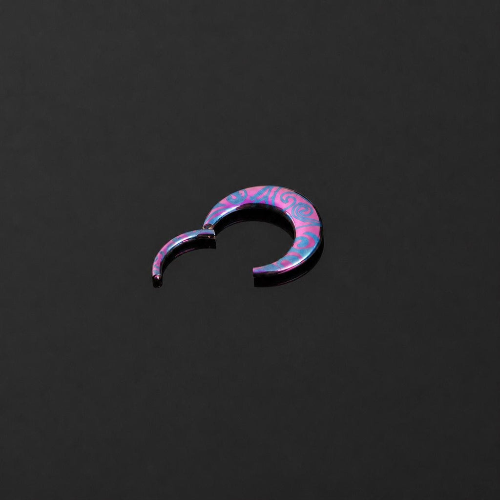 ASTM F136 Titanium Crescent Septum Ring｜16G Hinged Clicker｜Colorful Tribal Swirl Daith Jewelry｜Helix Conch Rook Cartilage - Image 5