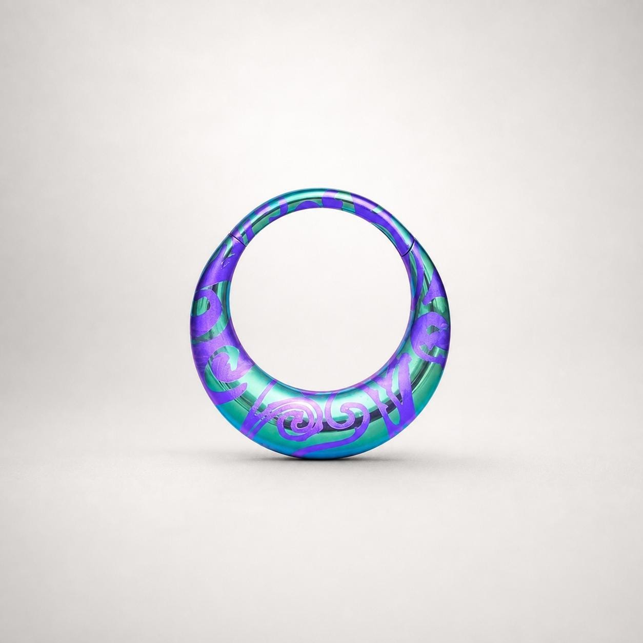 ASTM F136 Titanium Crescent Septum Ring｜16G Hinged Clicker｜Colorful Tribal Swirl Daith Jewelry｜Helix Conch Rook Cartilage - Image 9
