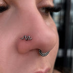 ASTM F136 Titanium Beaded CZ Septum Ring｜16G Hinged Clicker｜Sparkling Daith Jewelry｜Hypoallergenic｜Helix Conch Rook Cartilage - Image 2