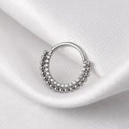 ASTM F136 Titanium Beaded CZ Septum Ring｜16G Hinged Clicker｜Sparkling Daith Jewelry｜Hypoallergenic｜Helix Conch Rook Cartilage - Image 5