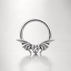 ASTM F136 Titanium Bat Wing Heart Septum Ring｜16G Hinged Clicker｜Gothic CZ Daith Jewelry｜Hypoallergenic｜Helix Conch Rook Cartilage - Image 7
