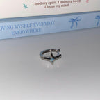 ASTM F136 Titanium North Star Septum Ring｜16G Hinged Clicker｜Blue CZ Daith Jewelry｜Hypoallergenic｜Helix Conch Rook Cartilage - Image 5