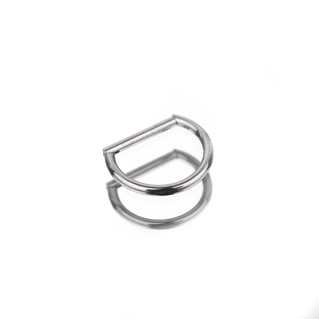 ASTM F136 Titanium D Shape Septum Ring｜16G Hinged Clicker｜Minimalist Daith Jewelry｜Hypoallergenic｜Helix Conch Rook Cartilage - Image 3