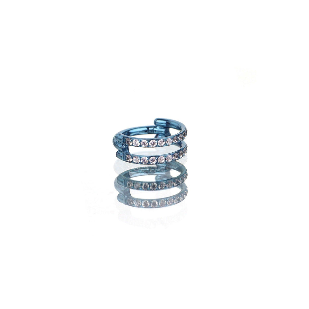 ASTM F136 Titanium Double Row CZ Septum Ring｜16G Hinged Clicker｜Sparkling Daith Jewelry｜Hypoallergenic｜Helix Conch Rook Cartilage - Image 6