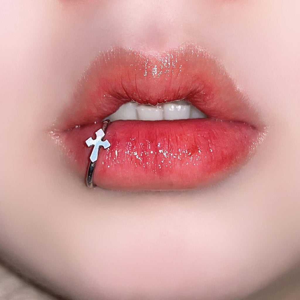 ASTM F136 Titanium Cross Septum Ring｜16G Hinged Clicker｜Gothic Daith Jewelry｜Hypoallergenic｜Helix Conch Rook Cartilage - Image 2