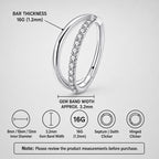 ASTM F136 Titanium Double Layer CZ Septum Ring｜16G Hinged Clicker｜Stacked Daith Jewelry｜Hypoallergenic｜Helix Conch Rook Cartilage - Image 8
