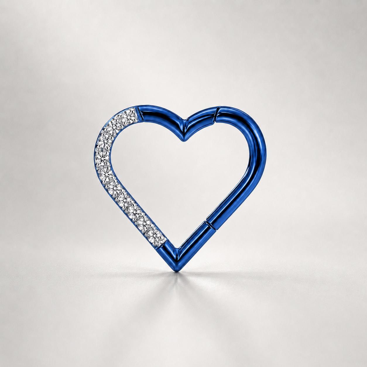 ASTM F136 Titanium CZ Heart Septum Ring｜16G Hinged Clicker｜Sparkling Heart Daith Jewelry｜Hypoallergenic｜Helix Conch Rook - Image 6