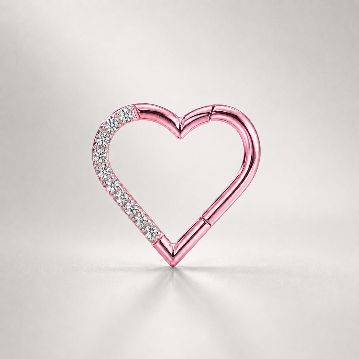 ASTM F136 Titanium CZ Heart Septum Ring｜16G Hinged Clicker｜Sparkling Heart Daith Jewelry｜Hypoallergenic｜Helix Conch Rook - Image 8
