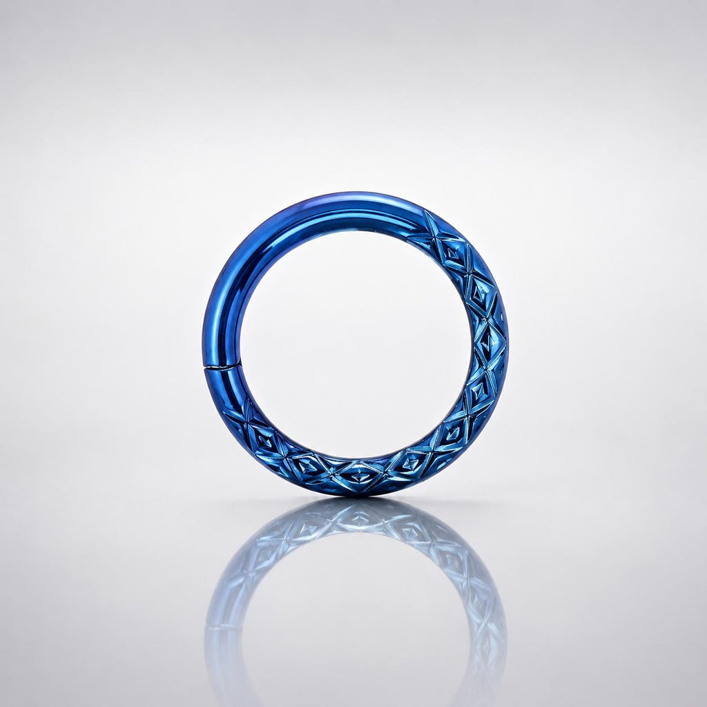 ASTM F136 Titanium Faceted Rainbow Septum Ring｜16G Hinged Clicker｜Iridescent Daith Jewelry｜Hypoallergenic｜Helix Conch Rook - Image 8