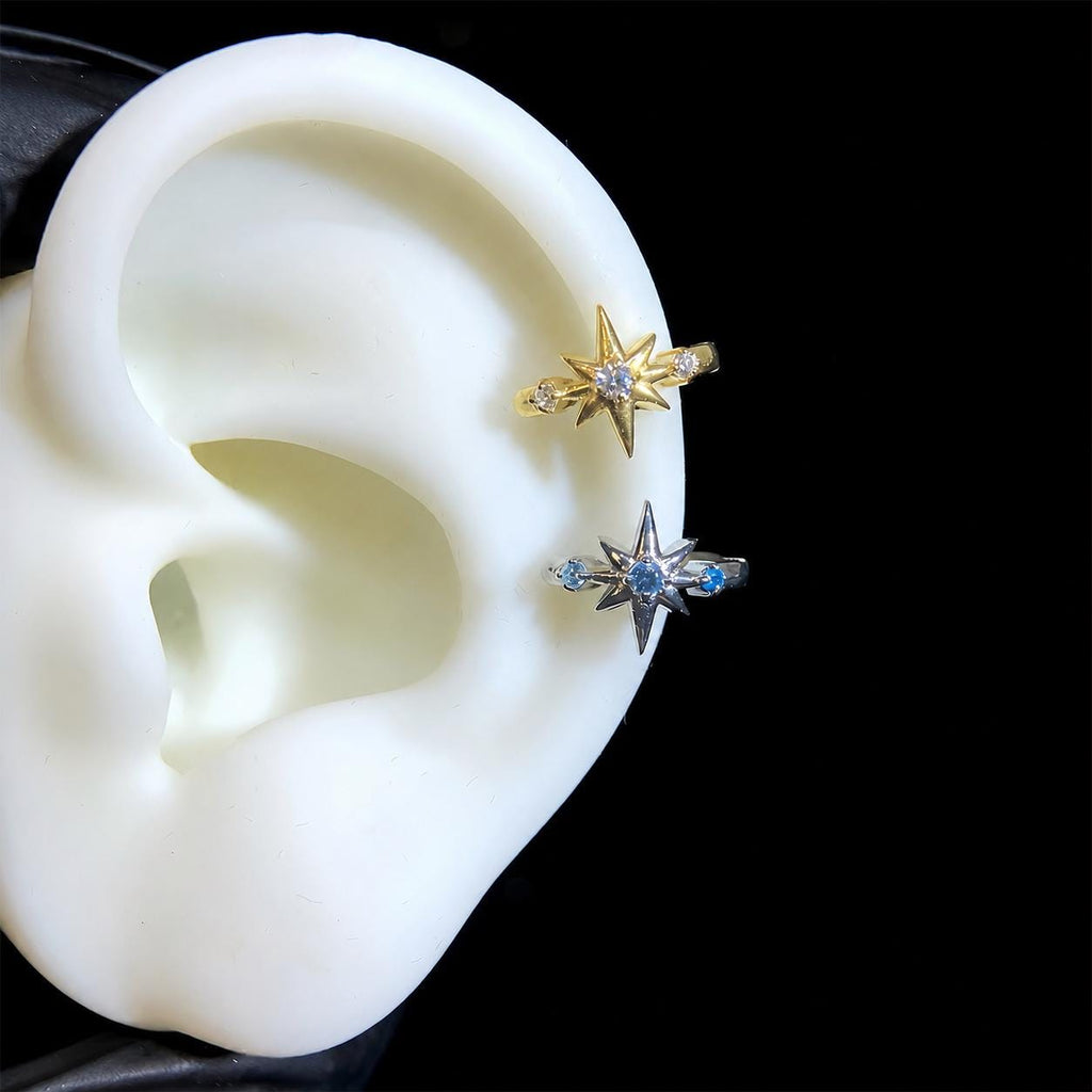 ASTM F136 Titanium Starburst Septum Ring｜16G Hinged Clicker｜Colorful CZ Daith Jewelry｜Helix Conch Rook Cartilage - Image 4