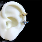 ASTM F136 Titanium Starburst Septum Ring｜16G Hinged Clicker｜Colorful CZ Daith Jewelry｜Helix Conch Rook Cartilage - Image 4