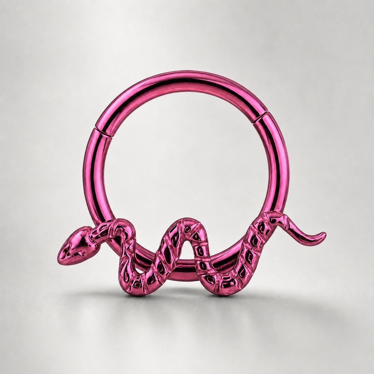ASTM F136 Titanium Snake Septum Ring｜16G Hinged Clicker｜Serpent Daith Jewelry｜Hypoallergenic｜Helix Conch Rook Cartilage - Image 8
