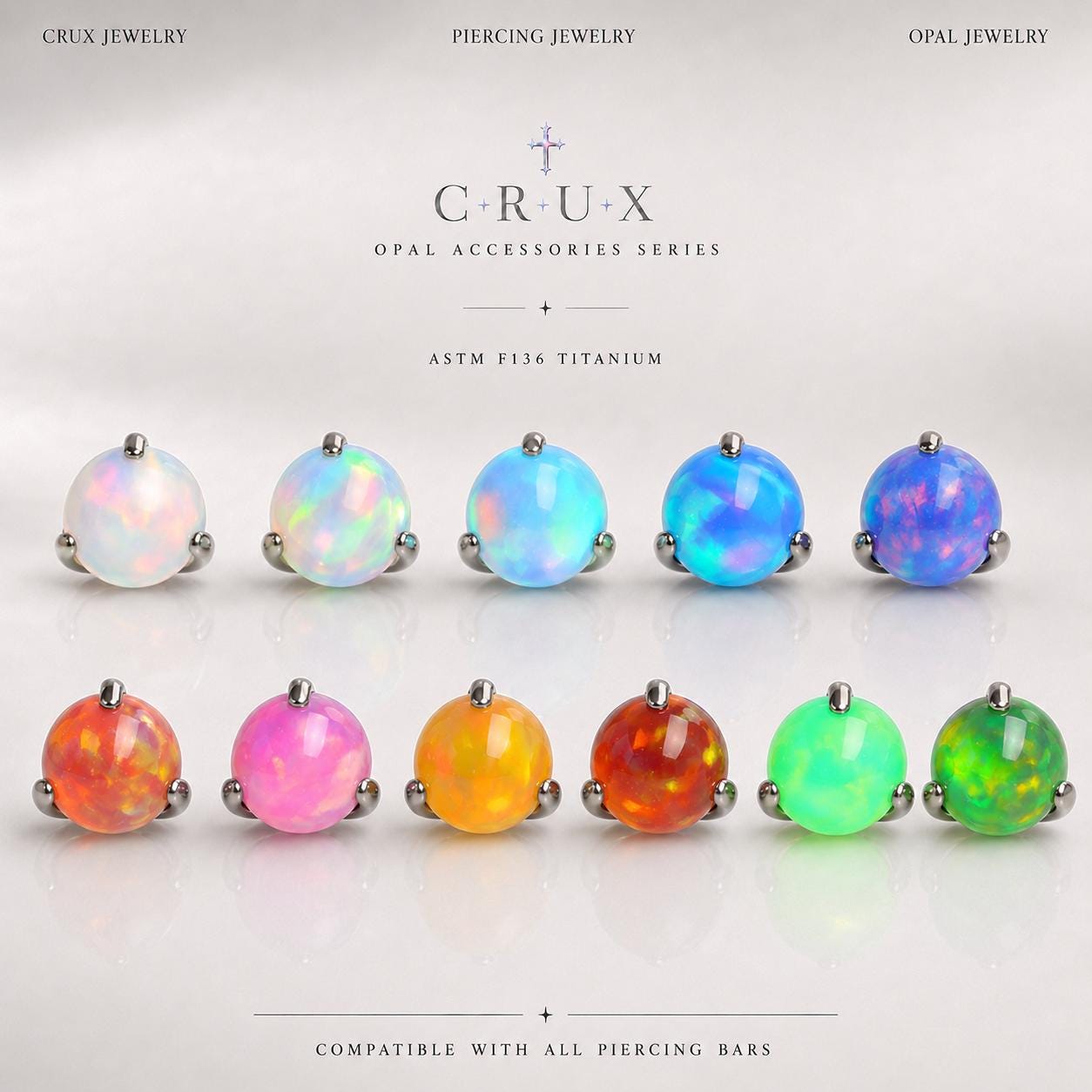 Titanium Aurora Orb Opal Piercing Top - image 1